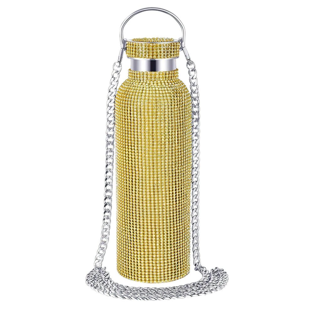 750 ml Portable Rhinestone Glitter Insulated Stainless Steel Water Bottle