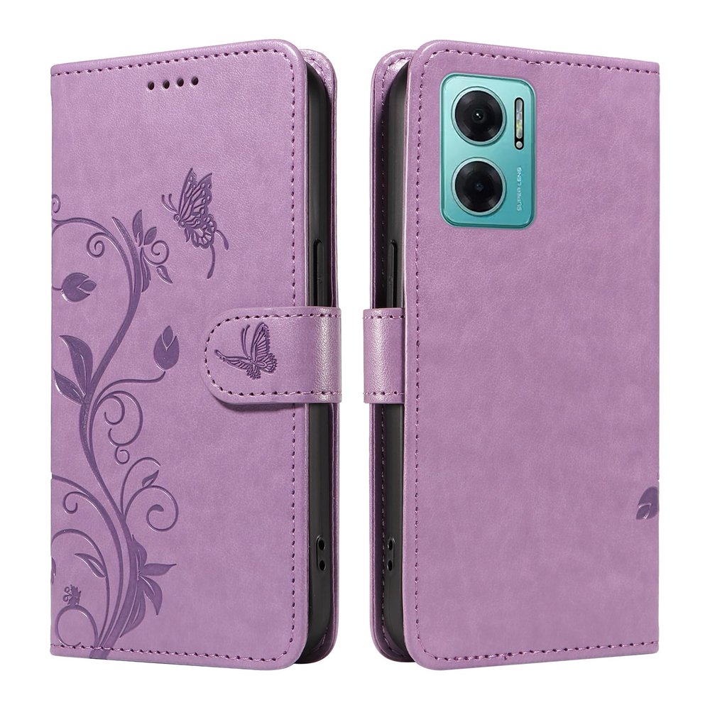 XFDSFDL PU Leather Flip Cover for Xiaomi Redmi 10 Prime+ 5G, 6.58-inch, Almond Tree Pattern, Stand, Wallet, Purple