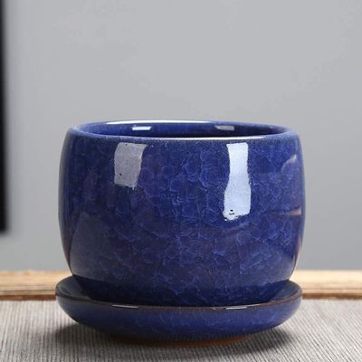 JDSHFEN Jelly Purple Sand Ice-Cracked Glazed Ceramic Succulent Planter