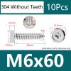 ORANXIN M6 x 60 mm, 10-Piece Phillips Hex Flange-Head Self-Tapping Screws, 304 Stainless Steel, with Gasket and Pointed Self-Drilling Tip view 2