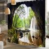 JUZGTSIT Cave Landscape Shower Curtain Set with Waterfall, Mountain and River, 60 x 72 in, 12 Hooks view 2