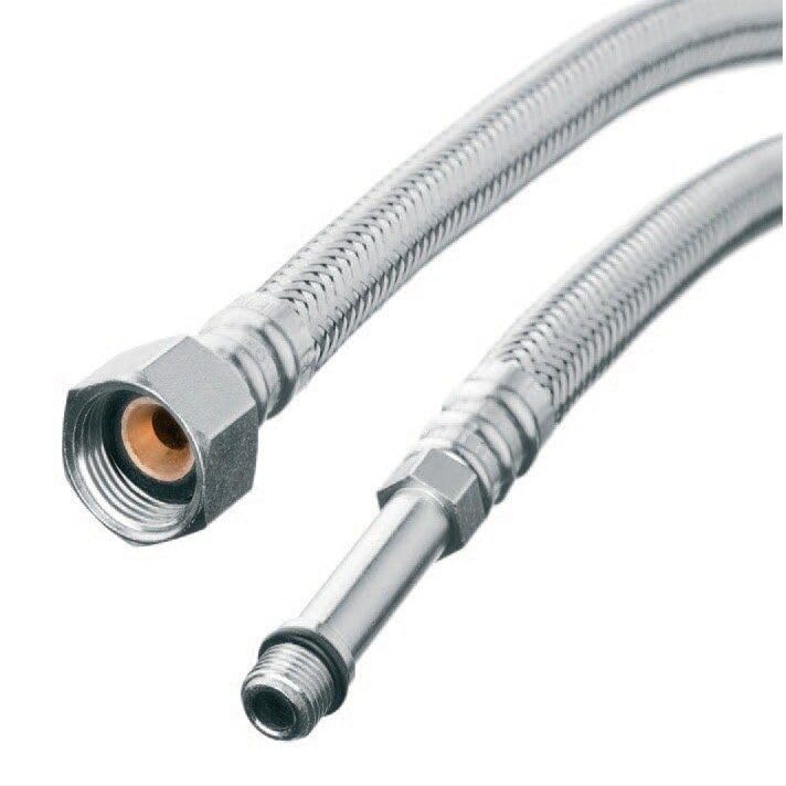 pokm toolsmarket 1000 mm Stainless Steel Braided Hose, M 1/2 in x M10x1 Long Male Thread, DN8