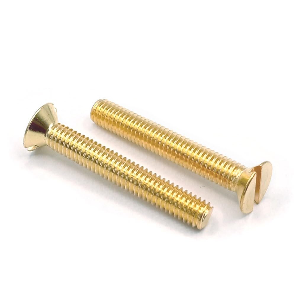 Brass Slotted Flat Head Screw - DIN 963 - Yellow (M6 x 30, 10 pcs.)