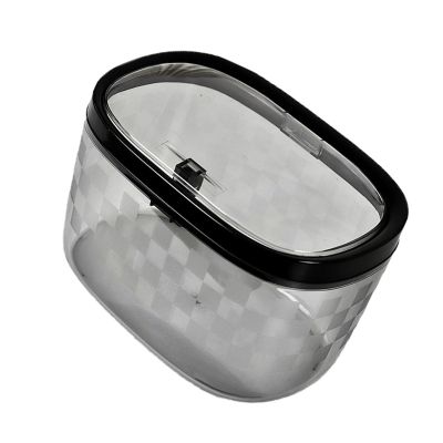 Jiawu Mini Trash Can, Push-Top Design, Transparent with Lid for Desk or Bedroom (Transparent Black)