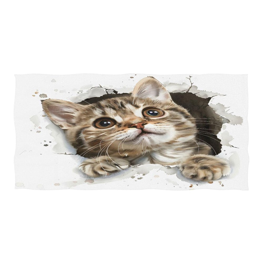 Cat Beach Towel for Women and Men, Funny Cat Design, Extra Large, for Swimming, Pool, Camping, Yoga, Fitness and Sports
