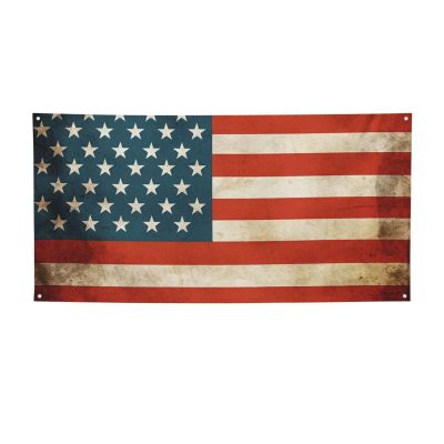 Large Vintage-Style American USA Flag Banner, Customizable, with Hanging Rope