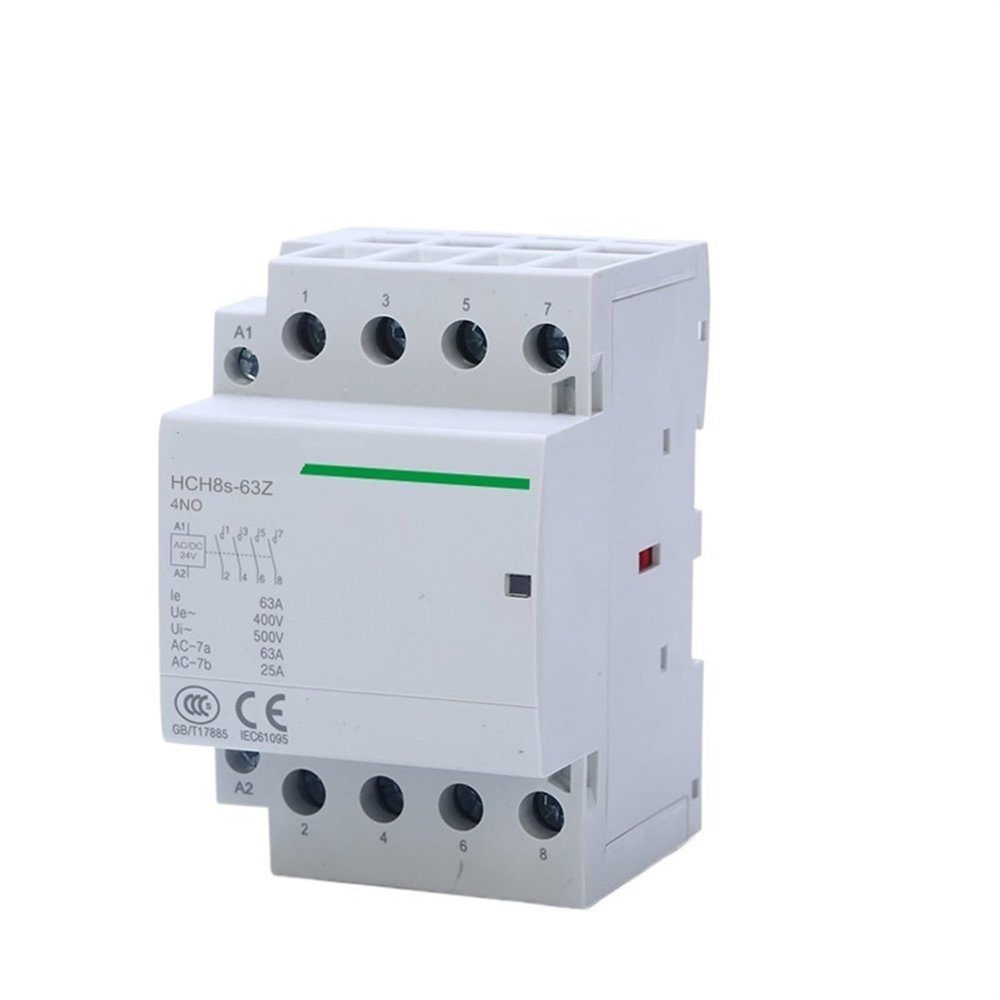 HCH8s-63Z DC Contactor, 2P 40A, 4NO/2NO2NC, AC24V/DC24V, Automatic Household Contactor, DIN Rail Type, 1 Pc (4P 63A 4NO DC24V)