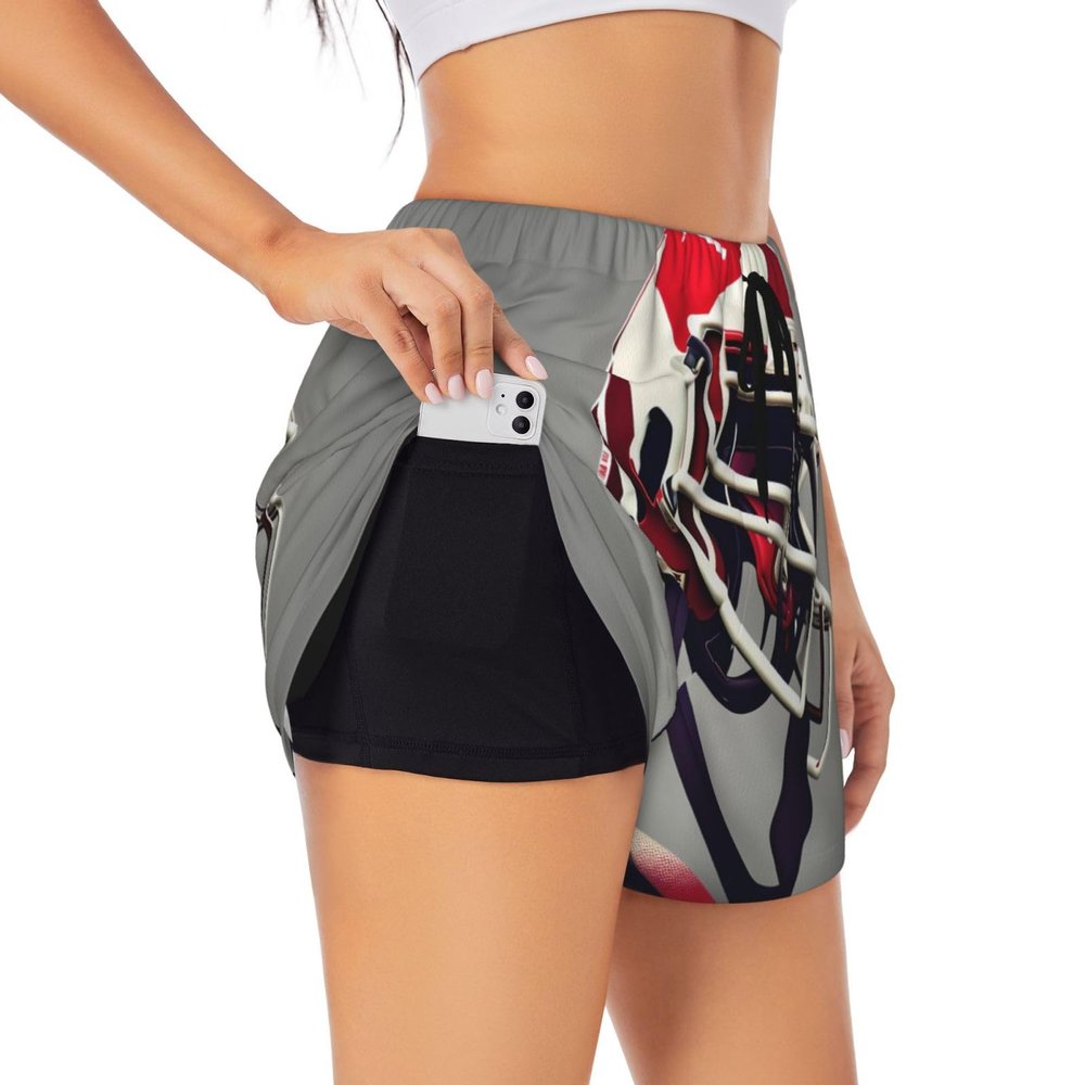 SDEGTHO American Football 2-in-1 Women's Shorts, Black, X-Large