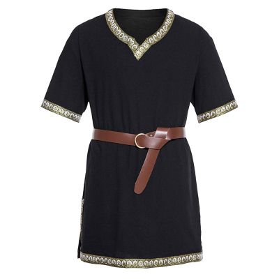 pvucpot Medieval Knight Costume Templar Crusader Viking Tunic Tabard for Men, Elegant Black