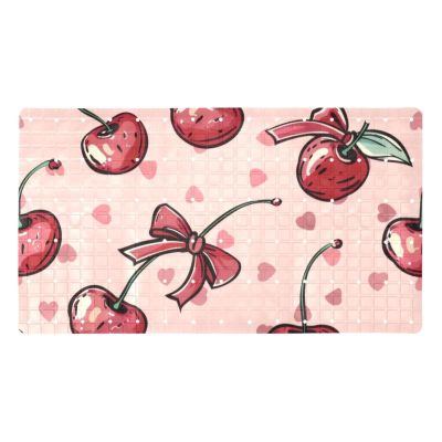 Non-Slip Bath Mat with Cherries and Bows, Pink, 40 x 70 cm