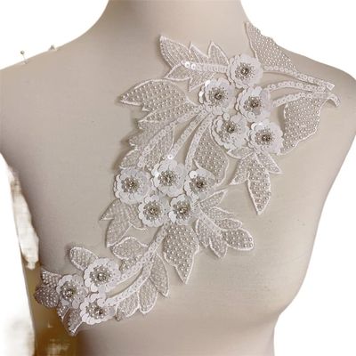 Pearl Rhinestone Appliques for Bridal Sashes and Belts, White B