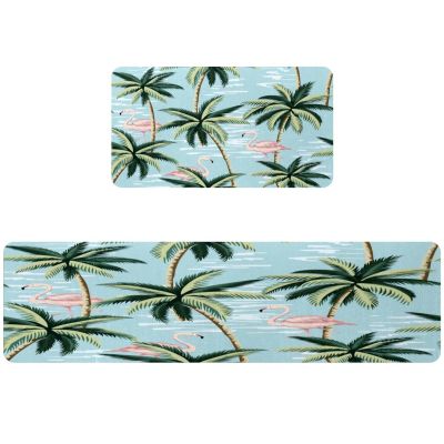 VAPOKF 2-Piece Kitchen Mat Set, Flamingo and Palm