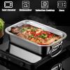 NJDQFA 45 × 35 cm, 20 cm Stackable Rectangular Stainless Steel Food Container with Handle view 3