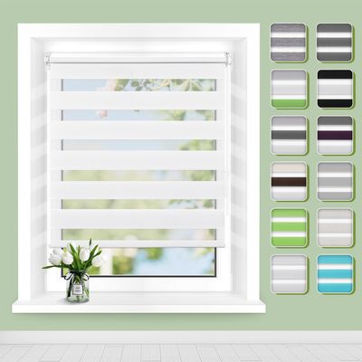 Buseu No-Drill Double Roller Blind 65 x 140 cm (Fabric Width 60 cm)