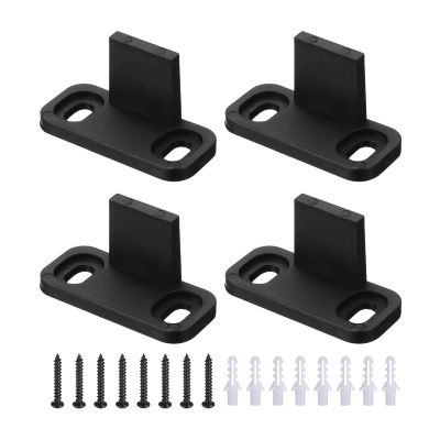 sourcing map POM Universal Sliding Door Floor Guides, Flat Bottom, Black, 4-Pack
