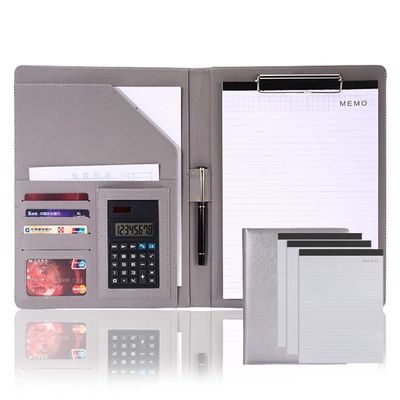 A4 PU Leather Padfolio with Clipboard and Pockets