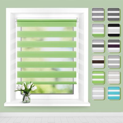 Buseu Dual Roller Blind, No-Drill Clamp-Fix, 90 x 120 cm (Fabric Width 85 cm)
