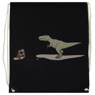 Pinitotee Tyrannosaurus Can't Do Archery Unisex Black Drawstring Gym Bag