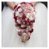 Yanonug Pink Ribbon Rose Bridal Bouquet, Red, Purple and Pink view 3