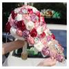 Yanonug Pink Ribbon Rose Bridal Bouquet, Red, Purple and Pink view 4