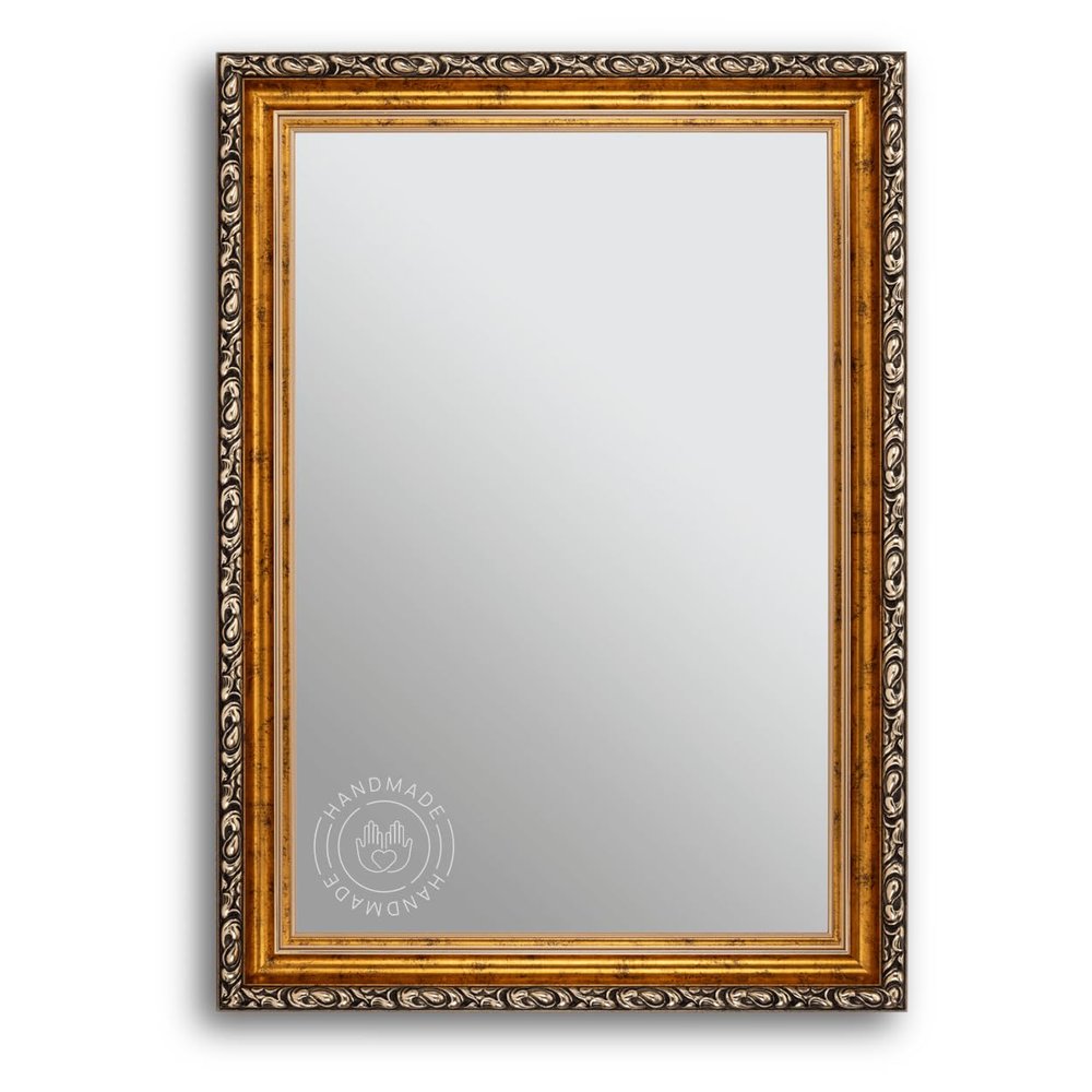CLAMARO Vienna Wall Mirror, Antique Baroque, Gold Spruce Wood Frame, 70 x 110 cm