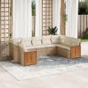Juroupi 9-Piece Outdoor Garden Sofa Set with Cushions, Gray PE Rattan view 1