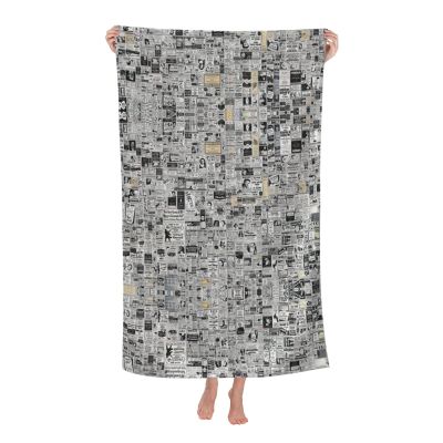 BREAUX Newspaper HD-Print Quick-Dry Microfiber Bath Towel, White