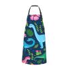 Dinosaur Tropical Leaves and Flowers Kitchen Apron with 2 Pockets, 33 x 28 in view 2