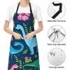 Dinosaur Tropical Leaves and Flowers Kitchen Apron with 2 Pockets, 33 x 28 in view 4
