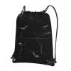 EdWal Drawstring Backpack, Black Marble Print, Gym Bag with Zipper Pocket, Black, One Size view 1