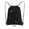 EdWal Drawstring Backpack, Black Marble Print, Gym Bag with Zipper Pocket, Black, One Size view 3