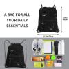 EdWal Drawstring Backpack, Black Marble Print, Gym Bag with Zipper Pocket, Black, One Size view 4