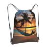 EdWal Coconut Beach Sunset Hammock Print Drawstring Backpack with Zipper Pocket, Black, One Size view 2