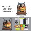 EdWal Coconut Beach Sunset Hammock Print Drawstring Backpack with Zipper Pocket, Black, One Size view 4