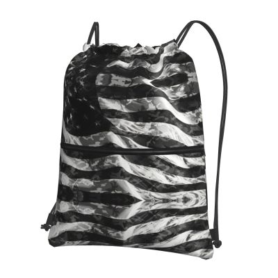 EdWal Camouflage Drawstring Backpack with Zipper Pocket, Black, One Size