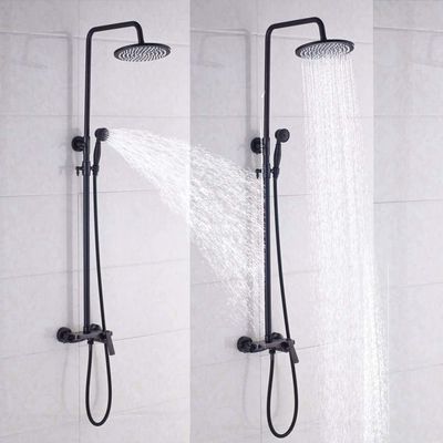 Black Bronze Shower System with 12-Inch Rain Shower and 8-Inch Hand Shower