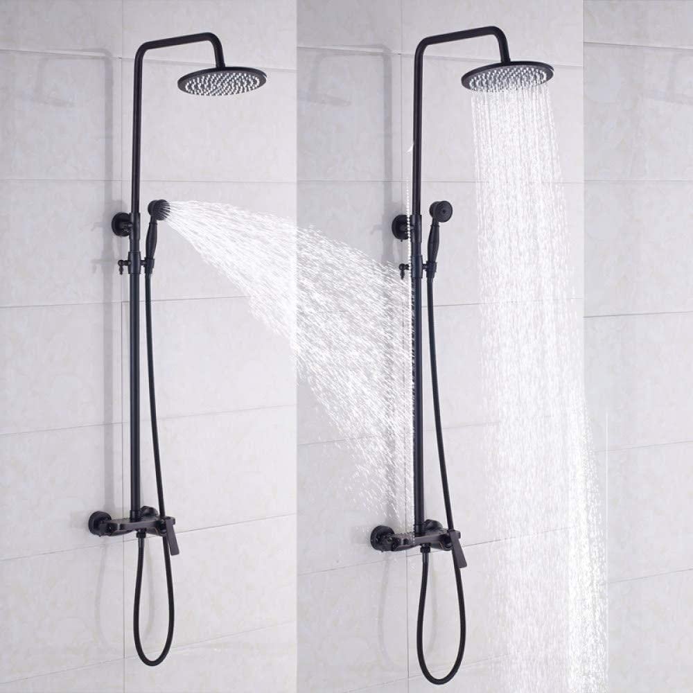Black Bronze Shower System with 12-Inch Rain Shower and 8-Inch Hand Shower