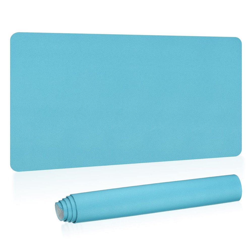 PATIKIL Blue PU Leather Desk Mat