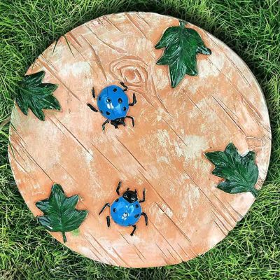 11.8-Inch Round Stepping Stone for Garden Lawns and Backyard Paths, 1 or 6 Pieces, Animal Print (Blue Ladybug)