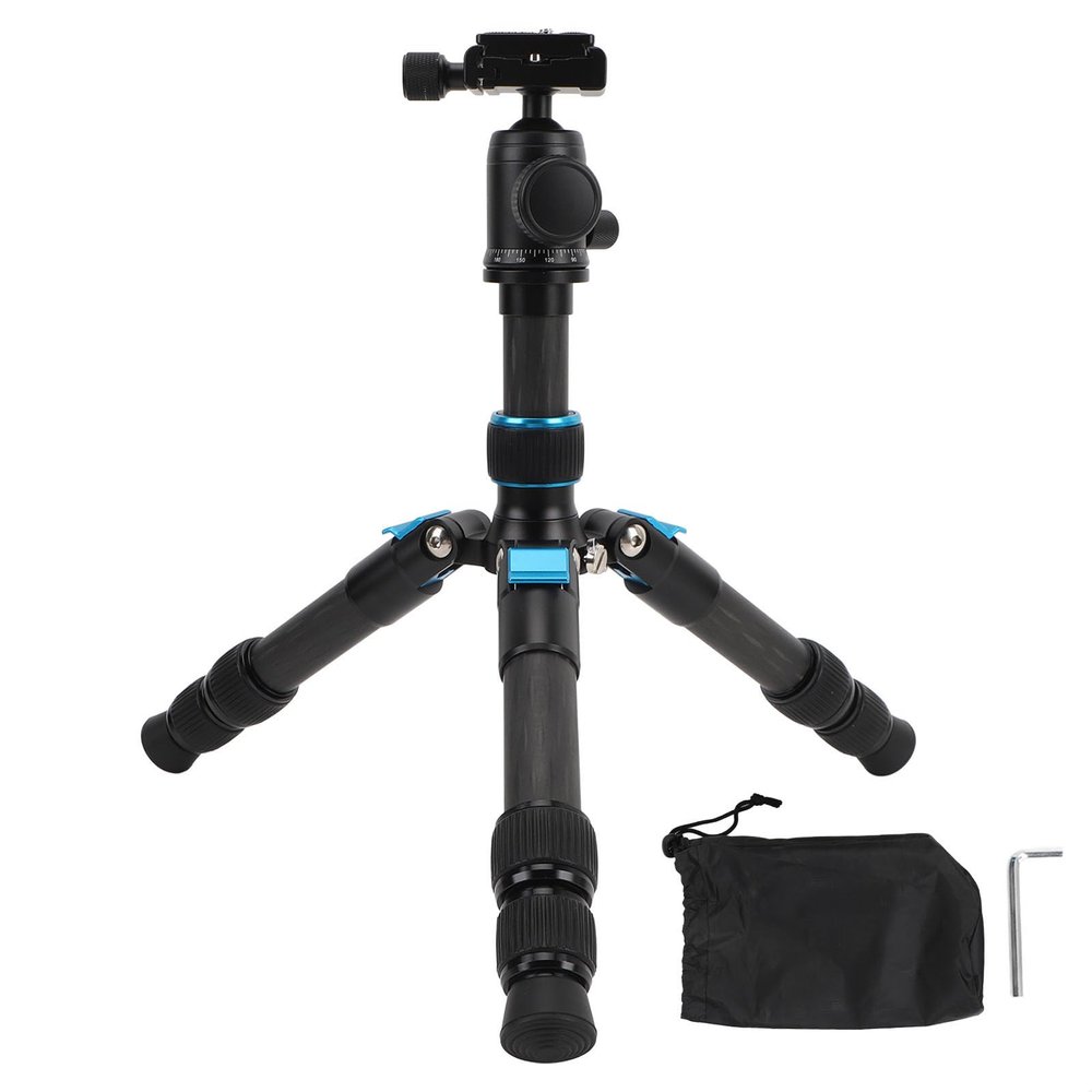 Carbon Fiber Desktop Camera Tripod with Extendable Ball Head, 360° Rotation for DSLR Photography