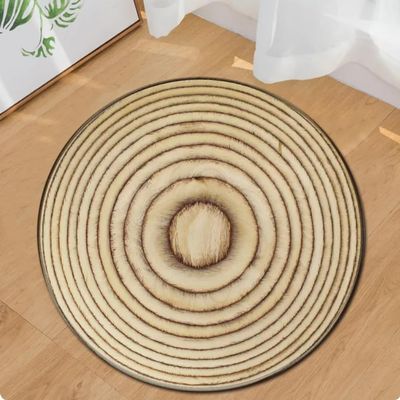 Wood Stake Ring Print Pattern Round Floor Mat, 80 cm