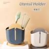 Dxcaicc Kitchen Utensil Holder, 4 Compartments, Green view 2
