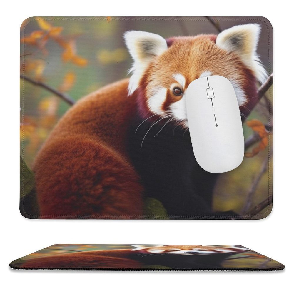 Square Red Panda Mouse Pad with Non-Slip Rubber Base, 9.8 x 11.8 in