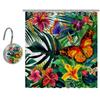 Eslifey Shower Curtain with 10 Shower Curtain Hooks, Tropical Leaves, Flowers and Butterflies, 168 x 183 cm view 1