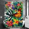 Eslifey Shower Curtain with 10 Shower Curtain Hooks, Tropical Leaves, Flowers and Butterflies, 168 x 183 cm view 2