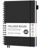 RETTACY A5 Notebook for Women, Lined Spiral Notebook, 160 Pages, 100 g/m² College-Ruled Paper, Black view 1