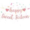 Glitter Happy Sweet 16 Birthday Banner, Pink view 1