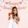 Glitter Happy Sweet 16 Birthday Banner, Pink view 2