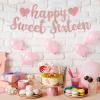 Glitter Happy Sweet 16 Birthday Banner, Pink view 4