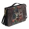 LACIYISON Moose American Flag Leaf Print Bible Cover, Waterproof PU Leather Zipper Bible Bag with Adjustable Strap view 2